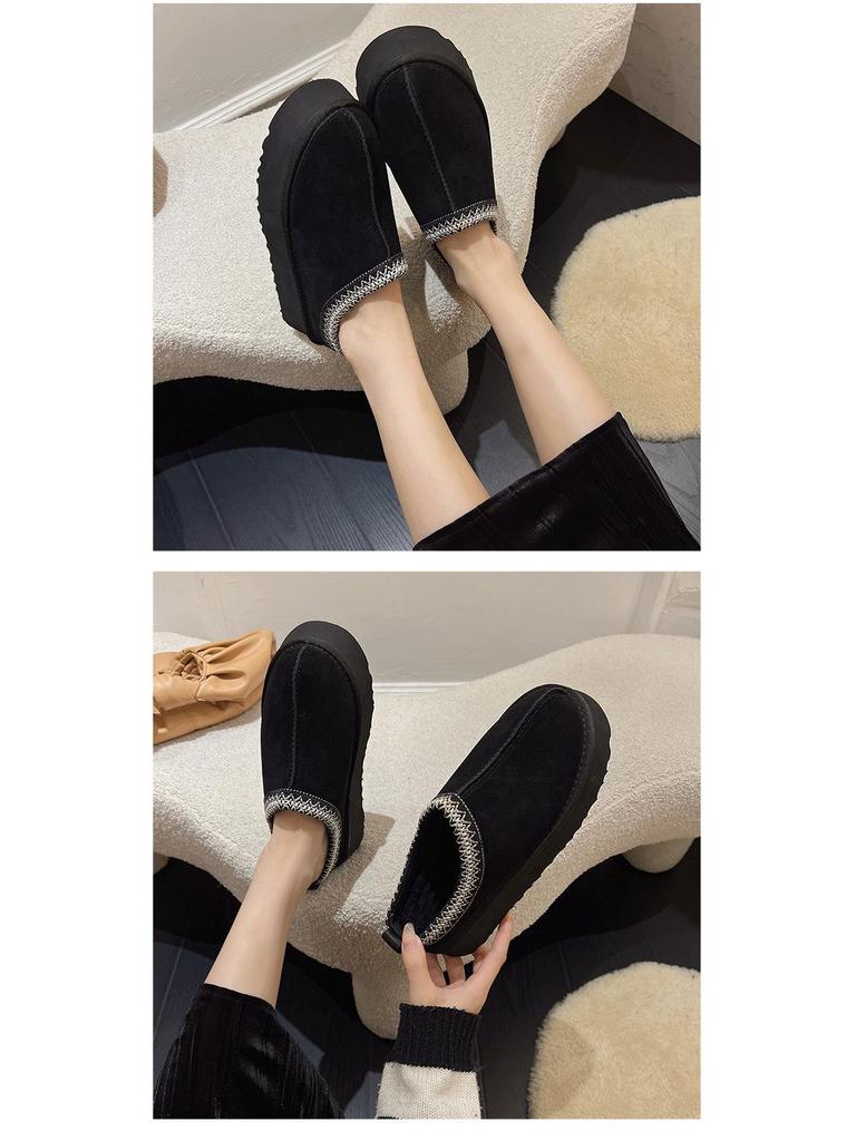 Warm and Stylish Wool Platform Loafers for Autumn and Winter Home Wear