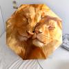 Коричневый узор со львом, автоматический складной зонт, портативная и складная конструкция, 8 спиц, рождественский или подарочный подарок.