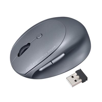 Sanwa Supply Беспроводной бесшумный комбинированный набор Маленькая эргономичная мышь 5 (Перезаряжаемый, Кнопки, Черный) MA-EWBBS522BK