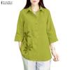 ZANZEA Женская повседневная блузка свободного кроя с отложным воротником и рукавами 3/4 с принтом