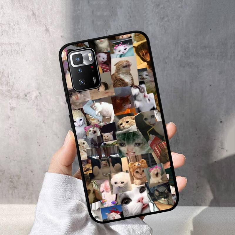 Чехол для телефона «Плачущий кот с мемами» для Redmi Note 10 9 8 6 Pro 8T 5A 4X X 5 Plus 7 7A 9A K20