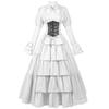 Women Halloween Medieval Dress Traditional Renaissance Gothic Corset Dress Long Sleeve Ruffle Long Dress Cosplay Costume Vestido