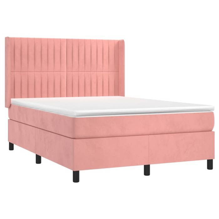 Maison Exclusive - Sommier à lattes de lit avec matelas Rose 140x190 cm Velours