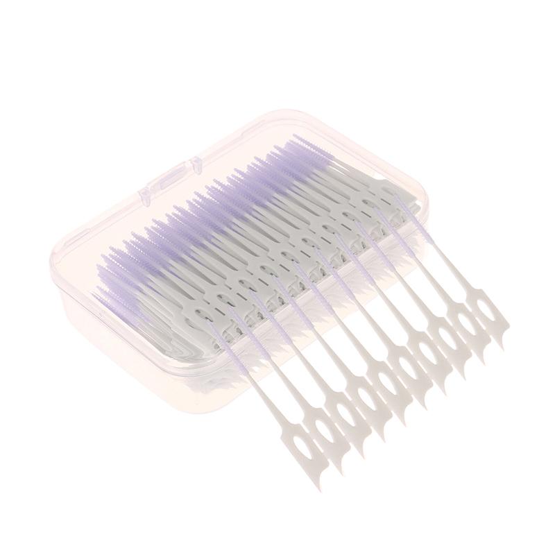 Межзубные силиконовые щетки 200 шт. Зубочистки для чистки зубов между зубами с нитью Инструменты для чистки полости рта