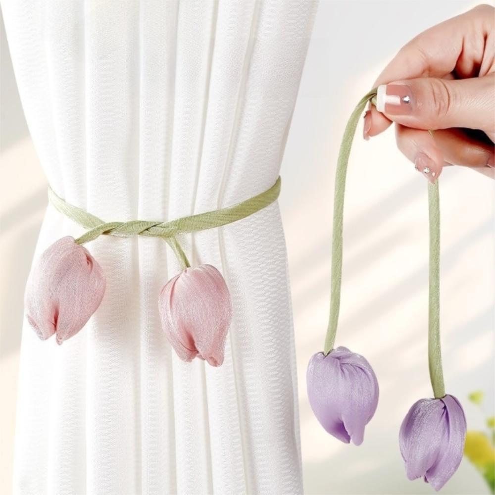 1Pair Elegant Tulip Curtain Straps Adjustable Curtain Buckle Elegant Curtains Tie Rope Living Room