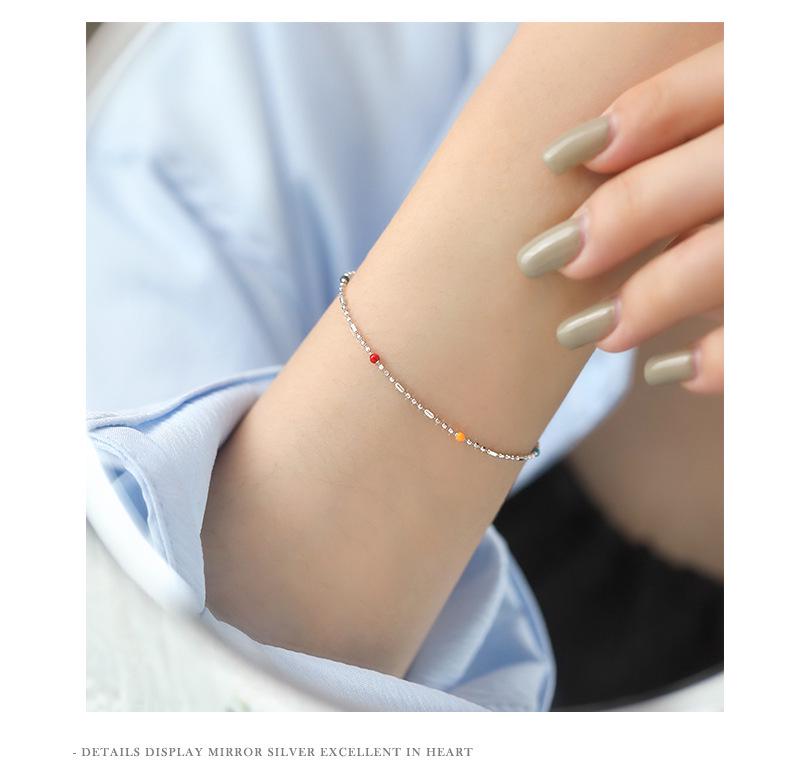 Браслет в корейском стиле из стерлингового серебра S925, минималистичный, цвета дофамина