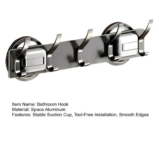 Крючок для ванной с надежной присоской, из космического алюминия, без инструментов, настенный, сверхпрочный, вешалка для ванной