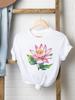 (Азиатский размер) Прекрасный цветок милый 90-е Принт Женский Женский принт Модная футболка Топ Одежда Футболка Женщина Короткий рукав Графические футболки