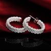 925 Sterling Silver Woven Piercing Earrings, Fashionable Wedding Jewelry