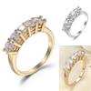 Позолоченное кольцо с цирконием в форме полукруга - Стильный дизайн с 5 бриллиантами для женщин