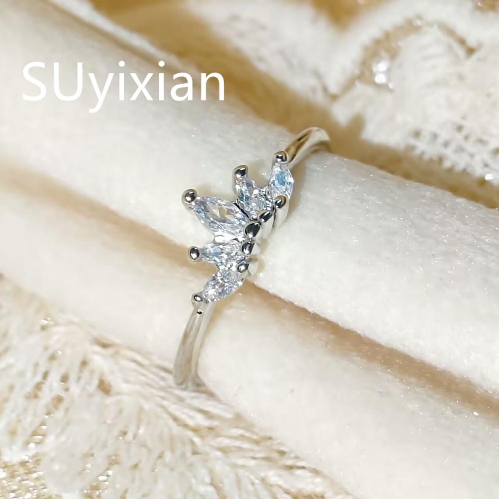 925 Sterling Silver Fashion Light Luxury Zircon Crown Ring, Birthday Party Anniversary Wedding Gift, Ladies Jewelry
