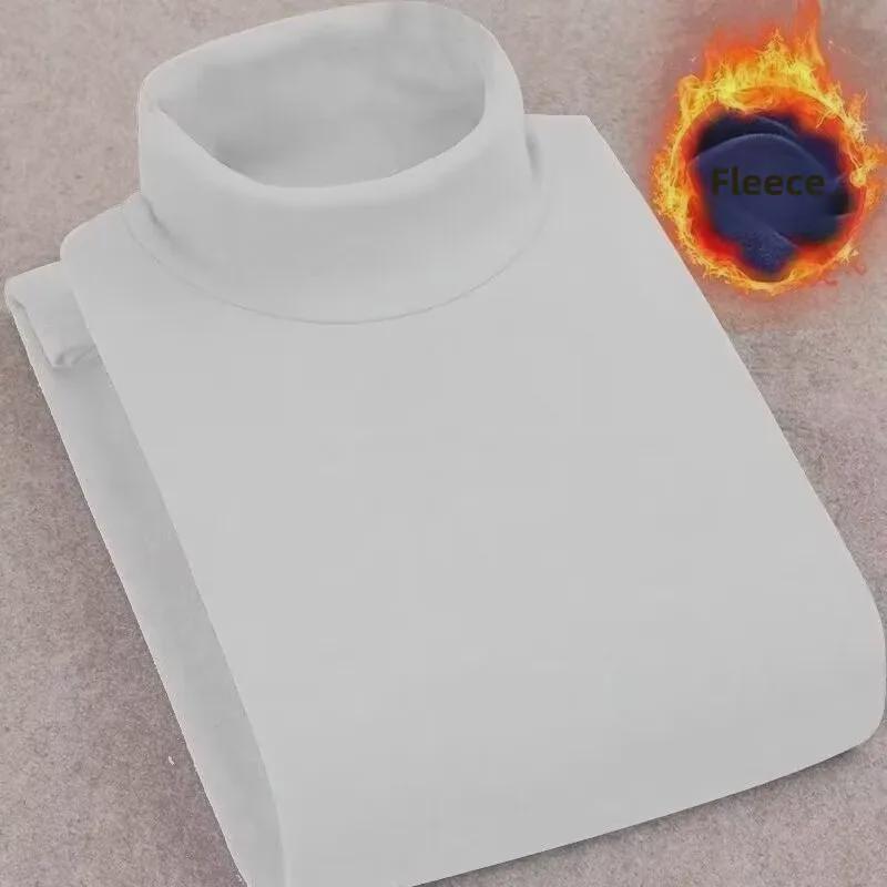 Мужская двухсторонняя футболка из немецкого бархата с длинными рукавами, воротником средней высоты, теплая для осени/зимы