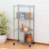 Iris Ohyama SEM-5512 Metal Shelf, 4 Tiers with Casters, Rust-Resistant, 19mm Pole Diameter, 55cm Wide x 35cm Deep x 126cm High, Silver