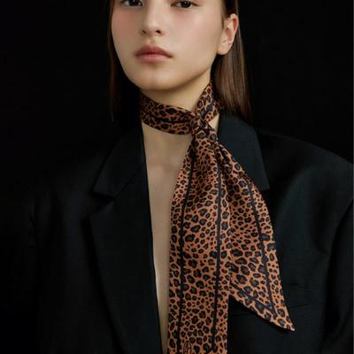 AVVINA PELLE Long Twilly Silk Scarf - Leopard Camel