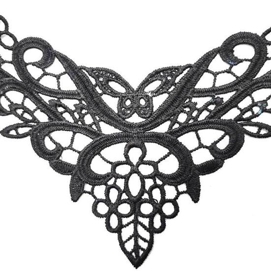 Embroidered Lace Collar V-Neck Butterfly Applique Women Embroidery Lace Neckline for Dress Gown Costumes DIY Sewing