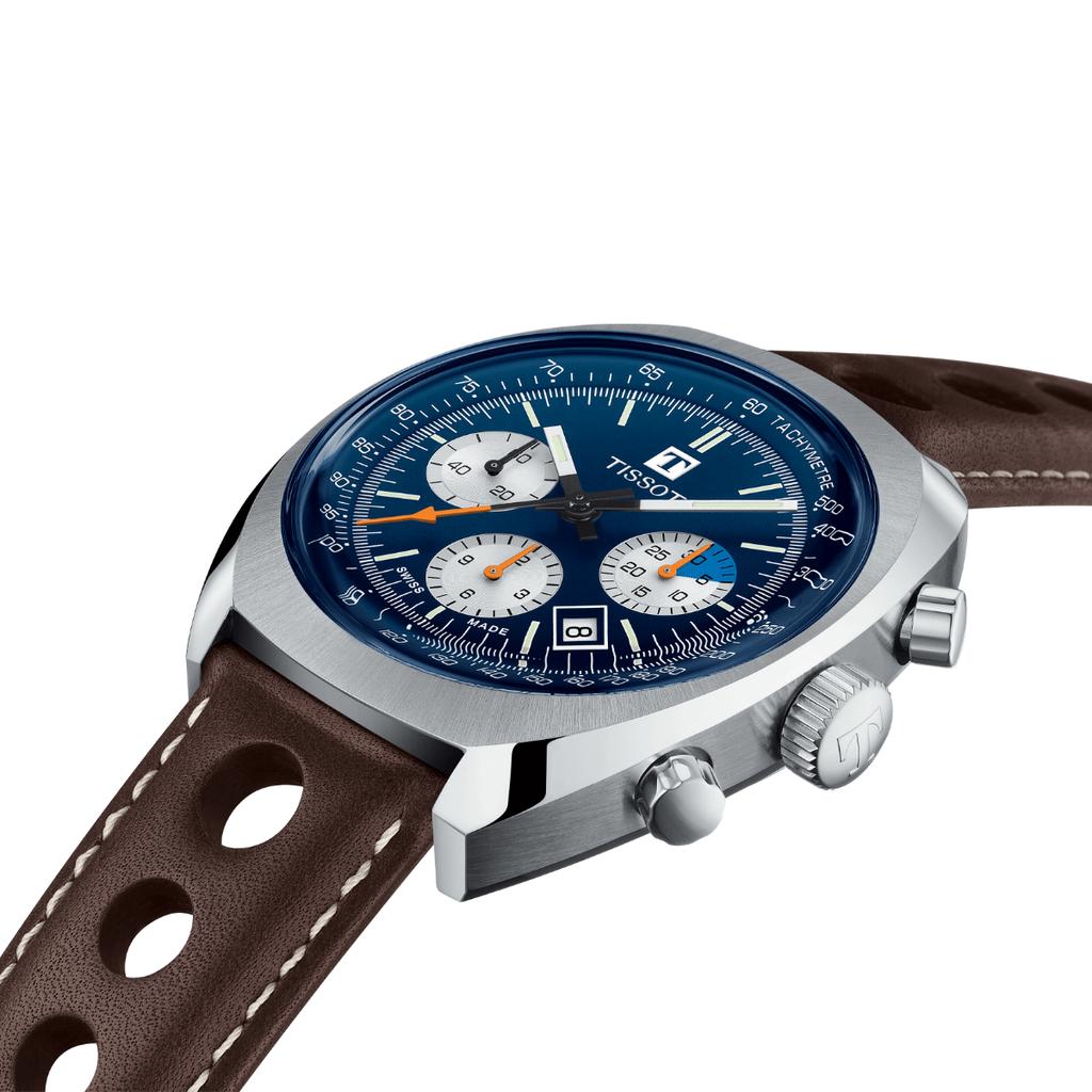Tissot Мужские модные часы с кожаным ремешком и синим циферблатом T124.427.16.041.00