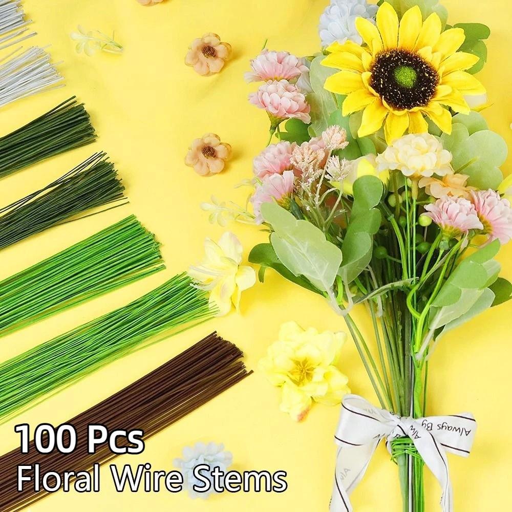 Стебель искусственного цветка, обернутый бумагой, 40 см, проволочный стебель, аксессуары для 100 шт., материал для DIY-цветоводства