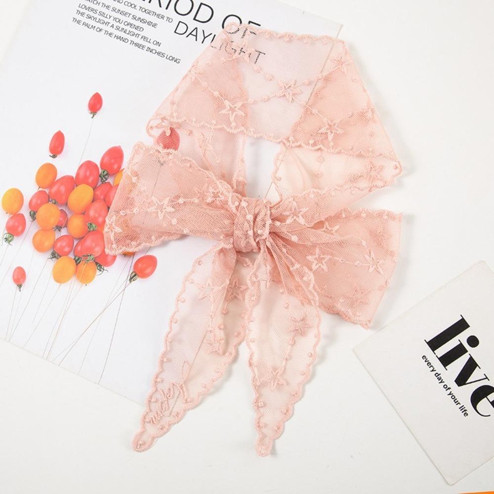 Embroidered Flower Women Narrow Long Scarf Elegant Sunscreen Shawl Ins Female Headscarf Summer