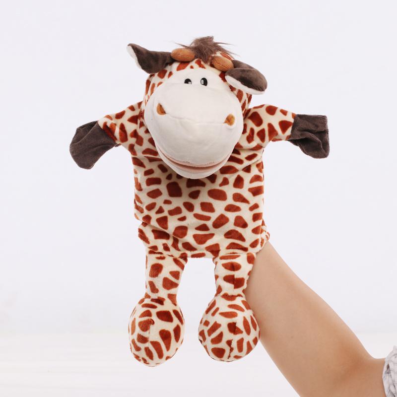 30cm Cartoon Animal Hand Finger Puppet Parent-child Game Plush Toys Doll Lion Elephant Deer Tiger Dog Pig Toy Children GIfts