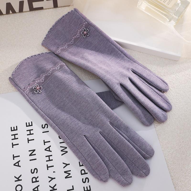 Теплые женские перчатки с узором «тысяча птиц», элегантные, для улицы, для верховой езды, холодо- и ветрозащитные, однослойные кружевные перчатки для весны и осени