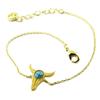 [Q0981] - Handmade Turquoise Gold 'Boho' Bracelet (bison Skull) - 14x14 Mm