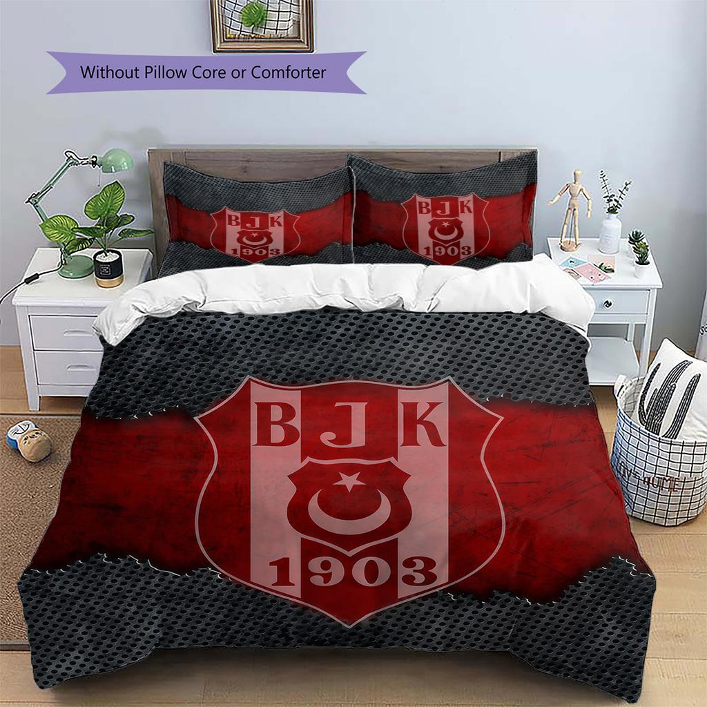 BJK2 Pattern Bedding Quilt Set Home Decoration Gift (1 * duvet cover + 2 * pillowcase without core)