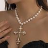 European-American Multi-Layer Geometric Pearl Necklace