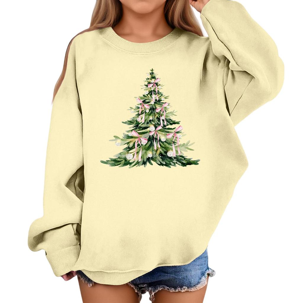 Children's Fashionable Casual Long-sleeved Loose Christmas Print Pullover Sweatshirt