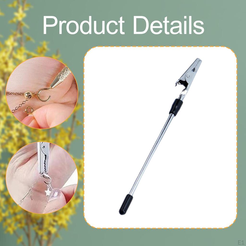 Bracelet Helper Tool 6.1 Inch Compact Non Slip Rubber Tips Assistant Clips for Jewelry Clasps Chain