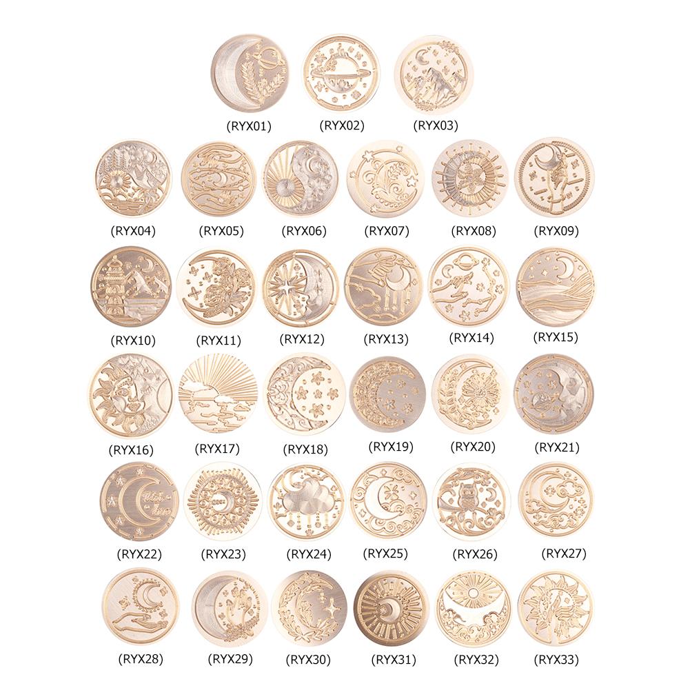 Ретро печать сургучный штамп с головками Солнца, Луны и звезд, круглые уплотнительные штампы, печать, огненный лак, печать, декор для скрапбукинга, инструменты «сделай сам»