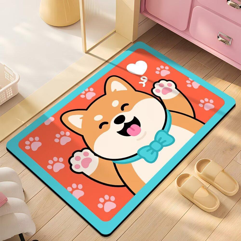 Floor Mat Bathroom Absorbent Mat Cartoon Cute Dopamine Non-slip Mat Household Dirt-resistant Foot Mat Diatom Mud Floor Mat