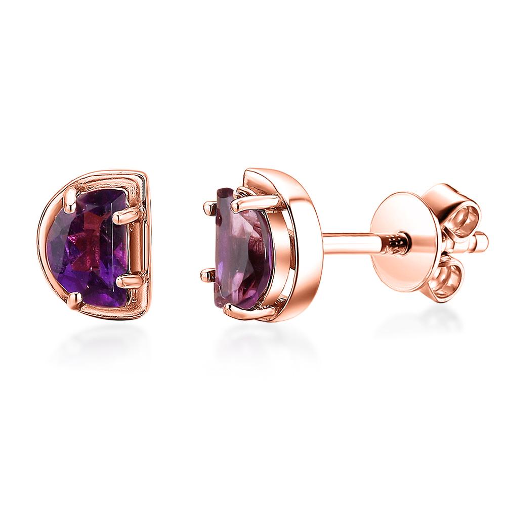 Серьги-гвоздики из стерлингового серебра 925 пробы в форме луны, специальные милые огранки аметиста из натуральных драгоценных камней, изысканные украшения для девочек, дочери, хороший подарок