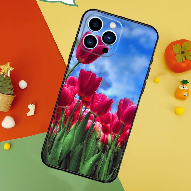 Цветочный чехол для телефона с тюльпанами для iPhone 17 Pro Max 16 15 13 12 11 14 Pro Max Plus 12 13 Mini 16e 17 Air Cover