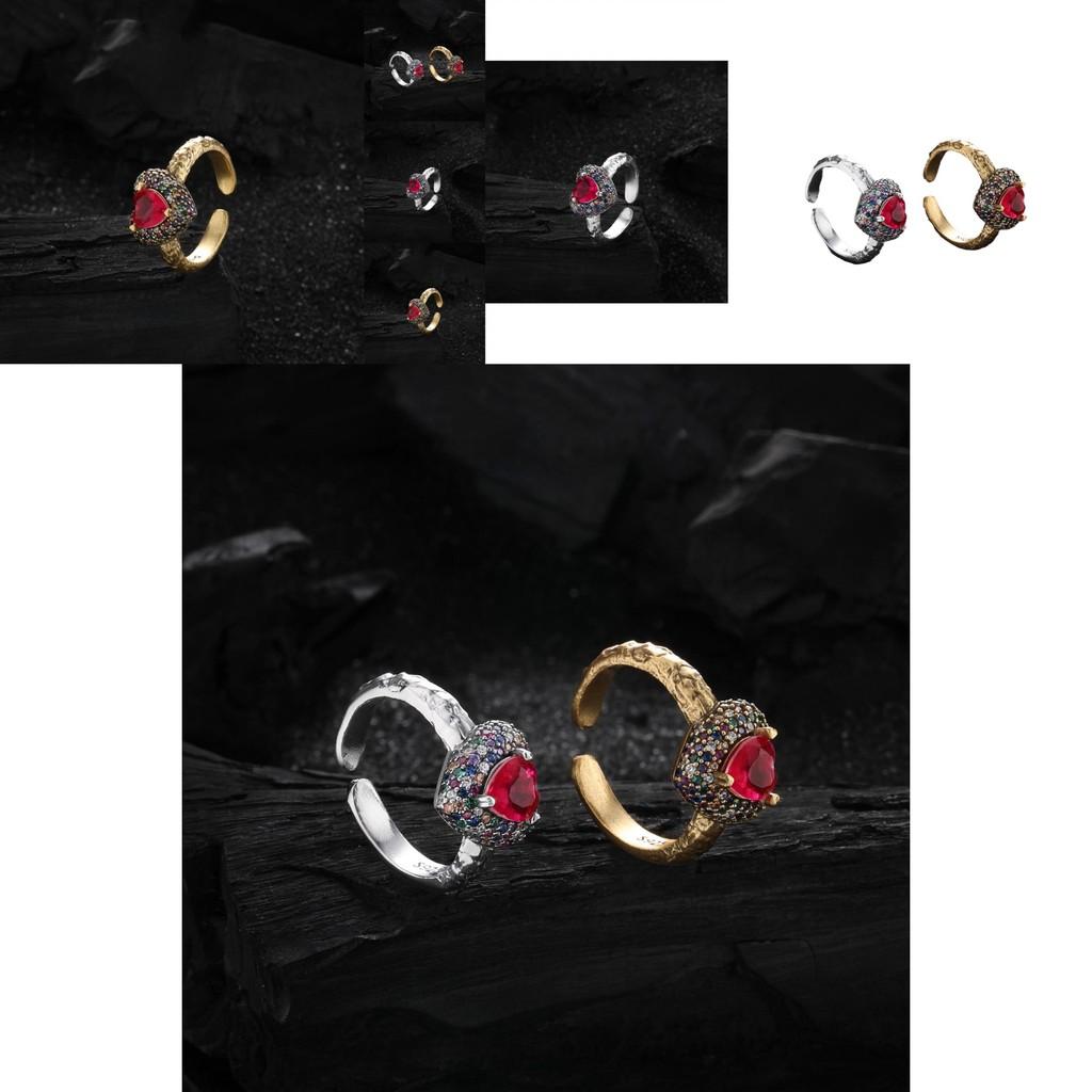 Модное регулируемое кольцо в форме сердца, изготовленное из серебра 925 пробы и сияющего циркония