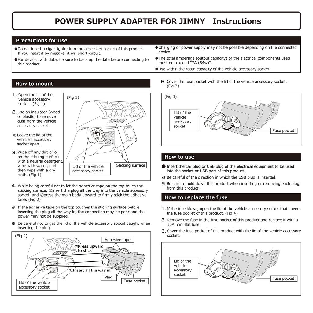 Additional Power Supply Unit for Carmate Jimny Suzuki Jimny JB64 Jimny Sierra JB74 Car Accessories Socket USB Power Supply Suzuki Jimny Carmate NZ587