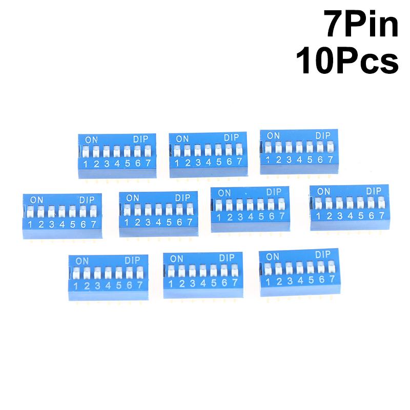 10Pcs Slide Type Switch Module 1 2 3 4 5 6 7 8 10Pin Dip Switch Kit 2.54Mm Toggle Switch Blue Snap Switches