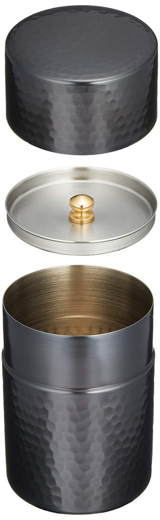 Shinko Metal Чайница с отделкой под черную медь, средняя (Вместимость: 150г), Чистая медь с отделкой из черной меди, кованый дизайн, BC-106