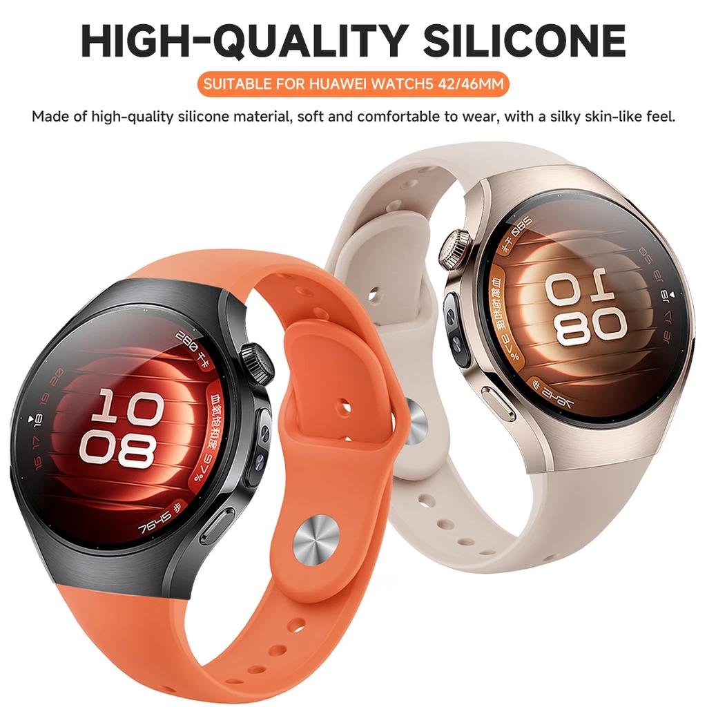 Мягкий силиконовый ремешок для часов для Huawei Watch 5 46 мм, спортивный браслет без зазоров для Huawei Watch 5 42 мм, ремешок для часов