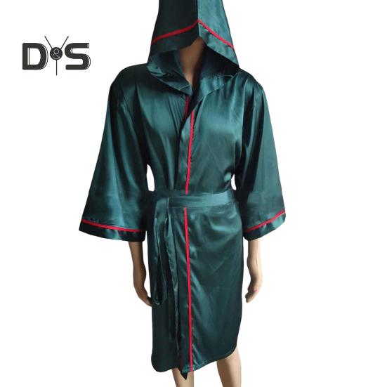 Взрослый боксерский халат с капюшоном, дышащий, длиной до колена, для мужчин и женщин, боксерский костюм для борьбы, борьбы и боевых искусств, косплей с поясом