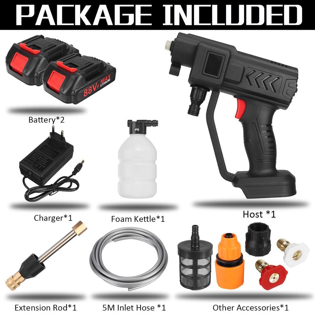 НОВЫЙ 1500 Вт 88 В Беспроводная автомойка высокого давления Перезаряжаемый пистолет для мойки автомобилей Электрический водяной пистолет Пенная машина для Makita 18 В Батарея