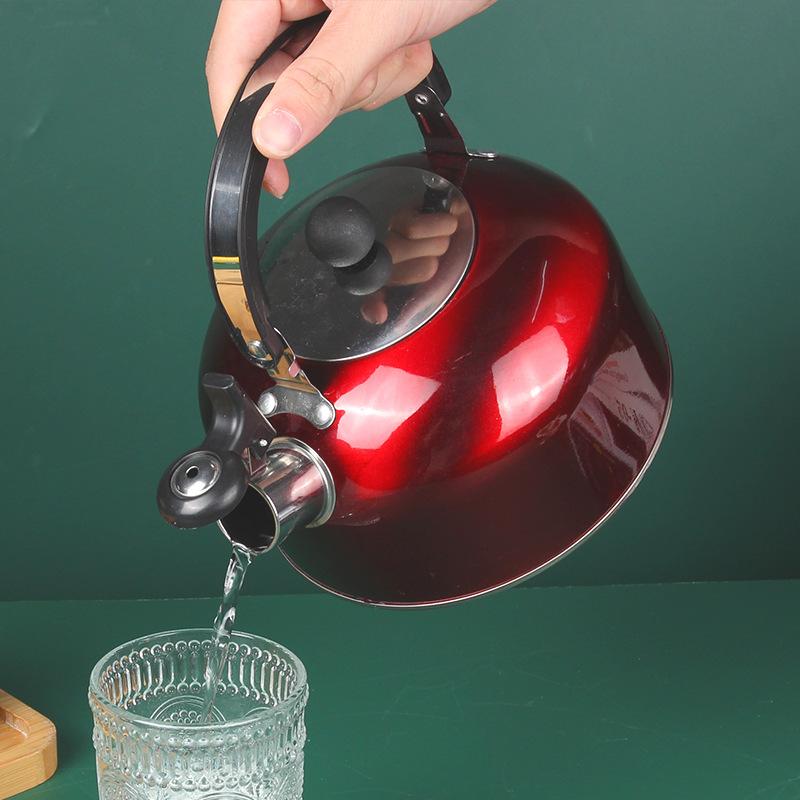 Чайник из нержавеющей стали со свистком, чайник для плиты с эргономичной ручкой, кипячение воды для плиты, индукционной, газовой плиты