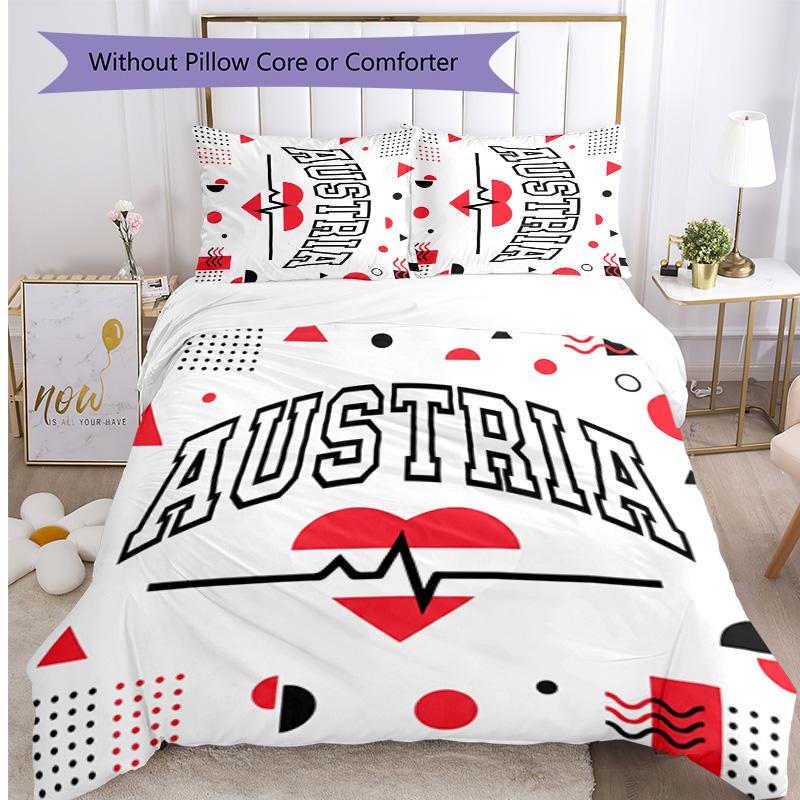 Austria Football Printed Bedding 3 Piece Set Cozy Breathable Bed Cover Set as Housewarming Holiday Gift