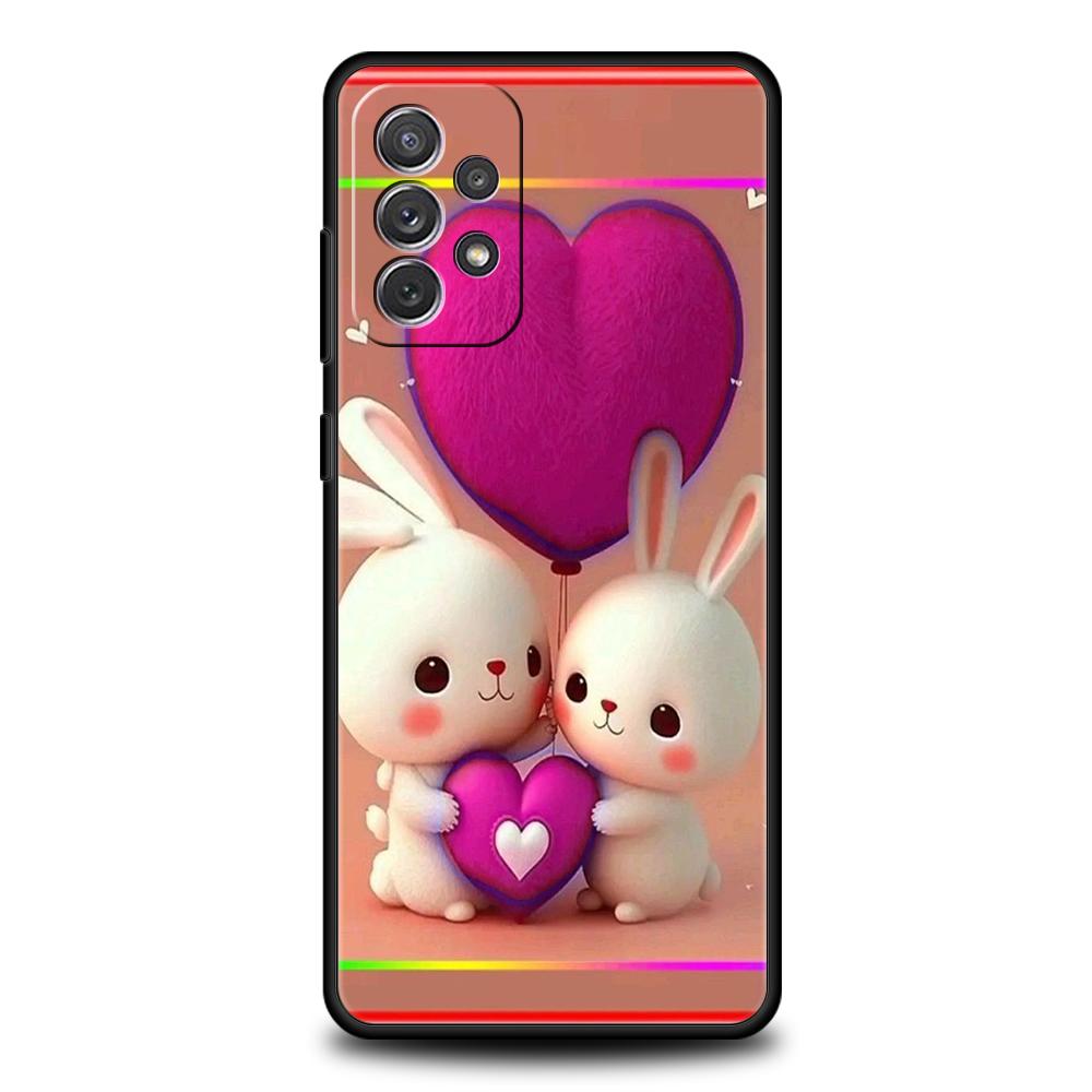 Милый Кролик в Фиолетовой Шляпе Чехол для Телефона для Samsung Galaxy A15 A14 A25 A54 A34 A51 A71 A72 A73 A32 A52 A52S A21S 5G TPU Чехол