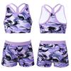 Детский купальник для девочек, комплект из 2 спортивных укороченных топов и шорт, спортивный купальник