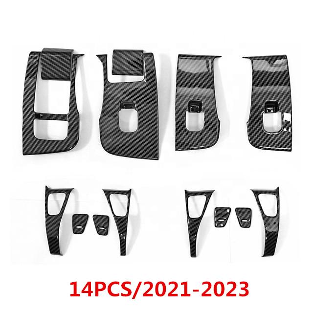 14 шт. для модели Tesla 3 года 2017-2023, кнопки переключателя стеклоподъемника, декоративная крышка, наклейка, чехол из углеродного волокна, ABS