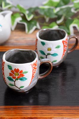 Waza no Kura Стильный набор пар кружек Kutani Ware Komon Tsubaki Pottery Столовая посуда бренда класса люкс Сделано в Японии