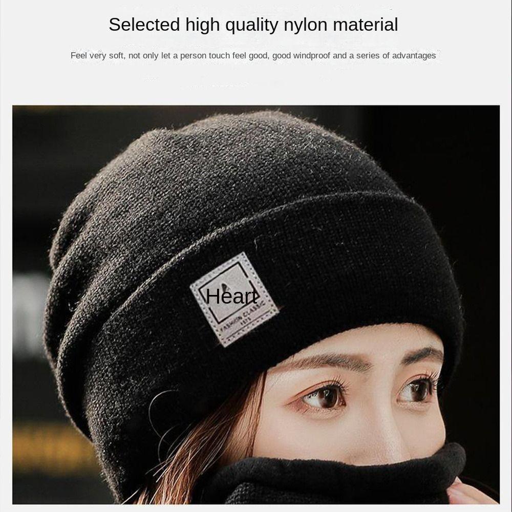 Утолщенный шарф с плюшем, теплая вязаная шапка, защита от холода, защита шеи, однотонные шапки-бини, мужские, женские