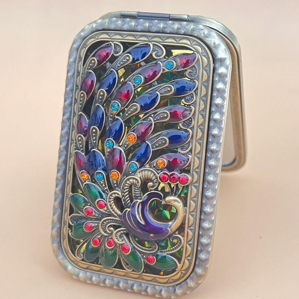 Зеркало для макияжа в стиле ретро, ​​квадратное косметическое складное зеркало, компактное карманное зеркало, туалетное подарочное зеркало