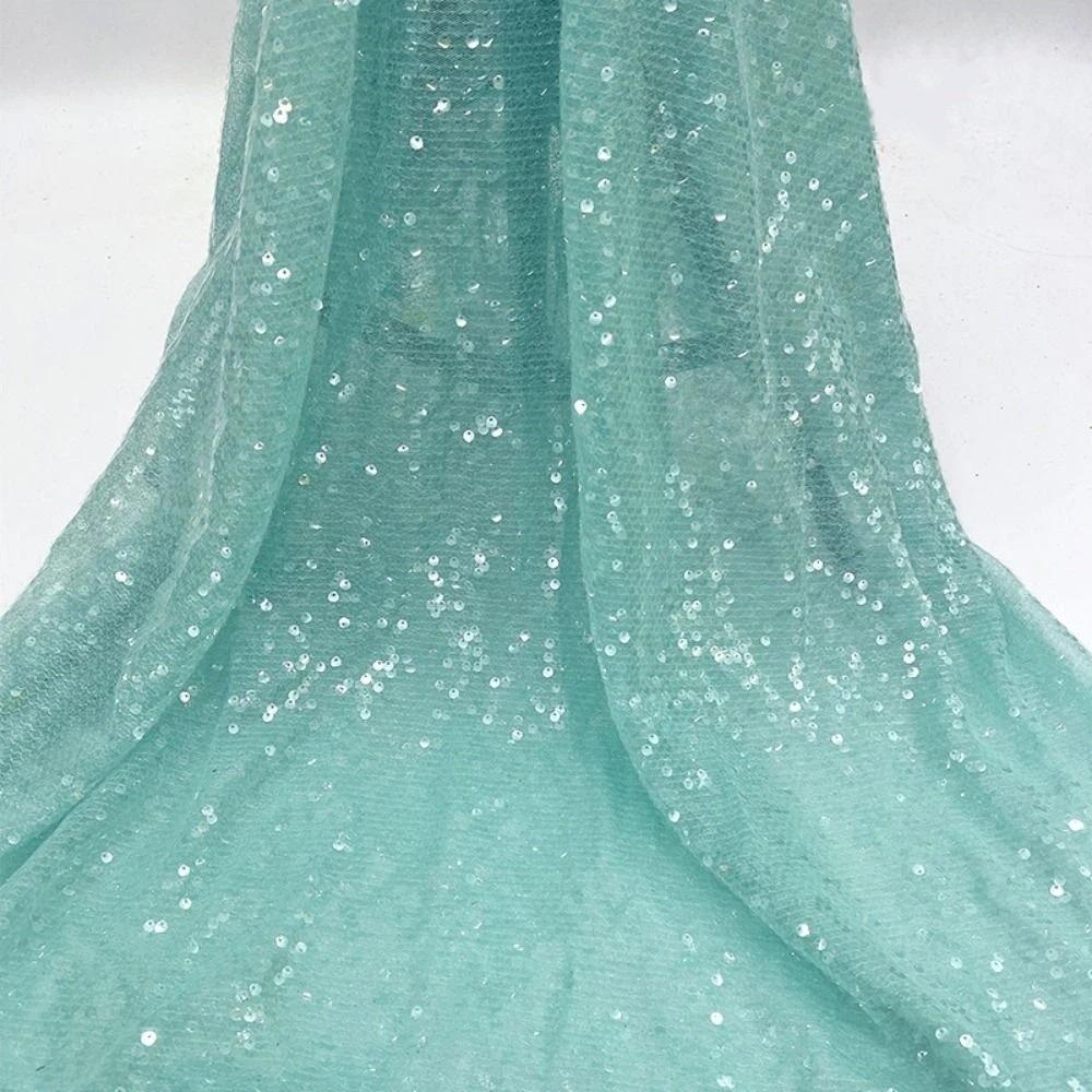 DIY 5mm Dense Glitter Fabric Sequin Embroidered Mesh Sparkle Fabric Bead Lace Material Stage Costumes