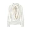 European and American style, new women's clothing, fashionable, versatile, silk satin texture bow decoration backless shirt